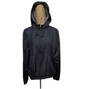 Under Armour Windbreaker Jacket Womens Large Black Storm 1/2 Zip Pullover Hood